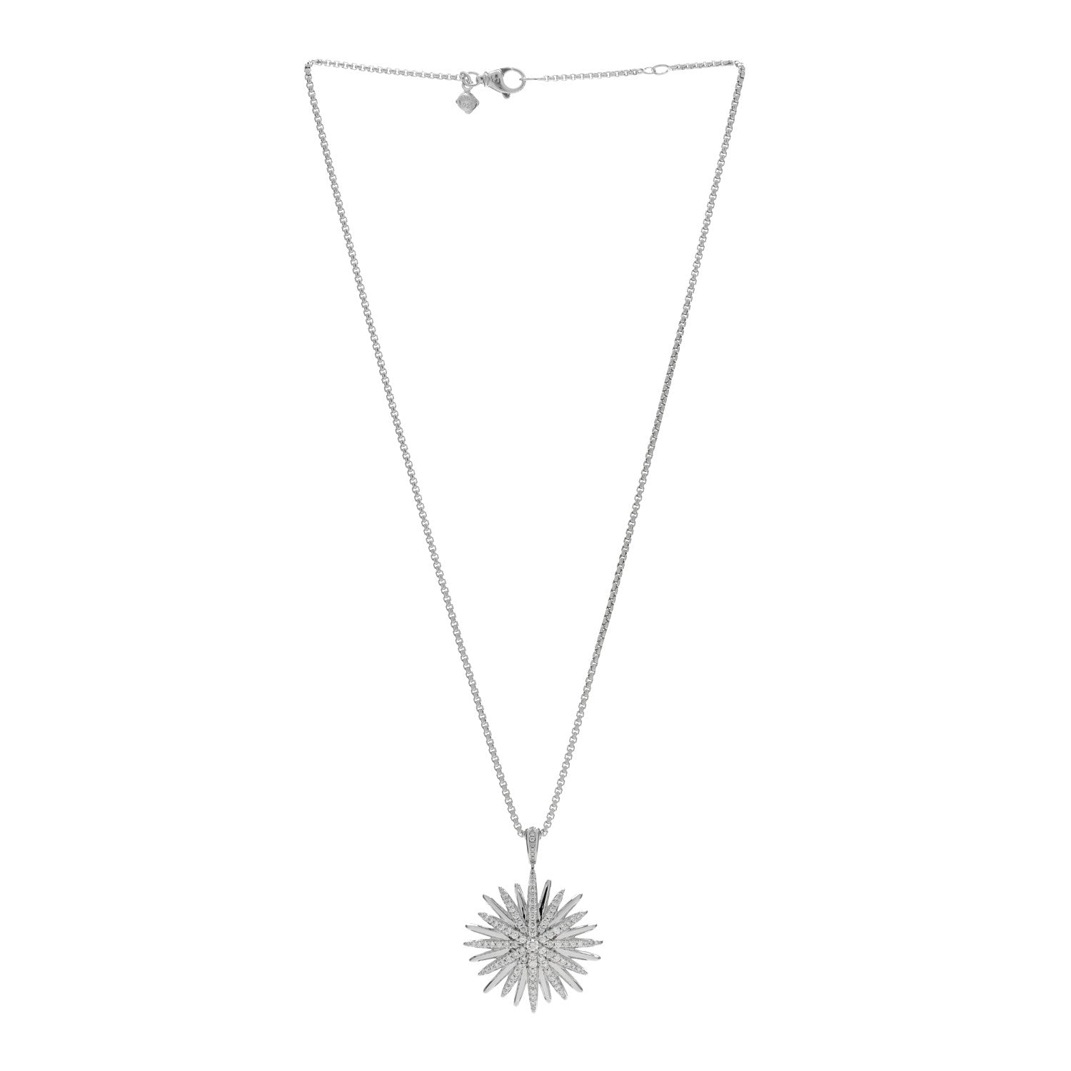 David Yurman Sterling Silver Diamond Large Starburst Pendant Necklace 2 of 4