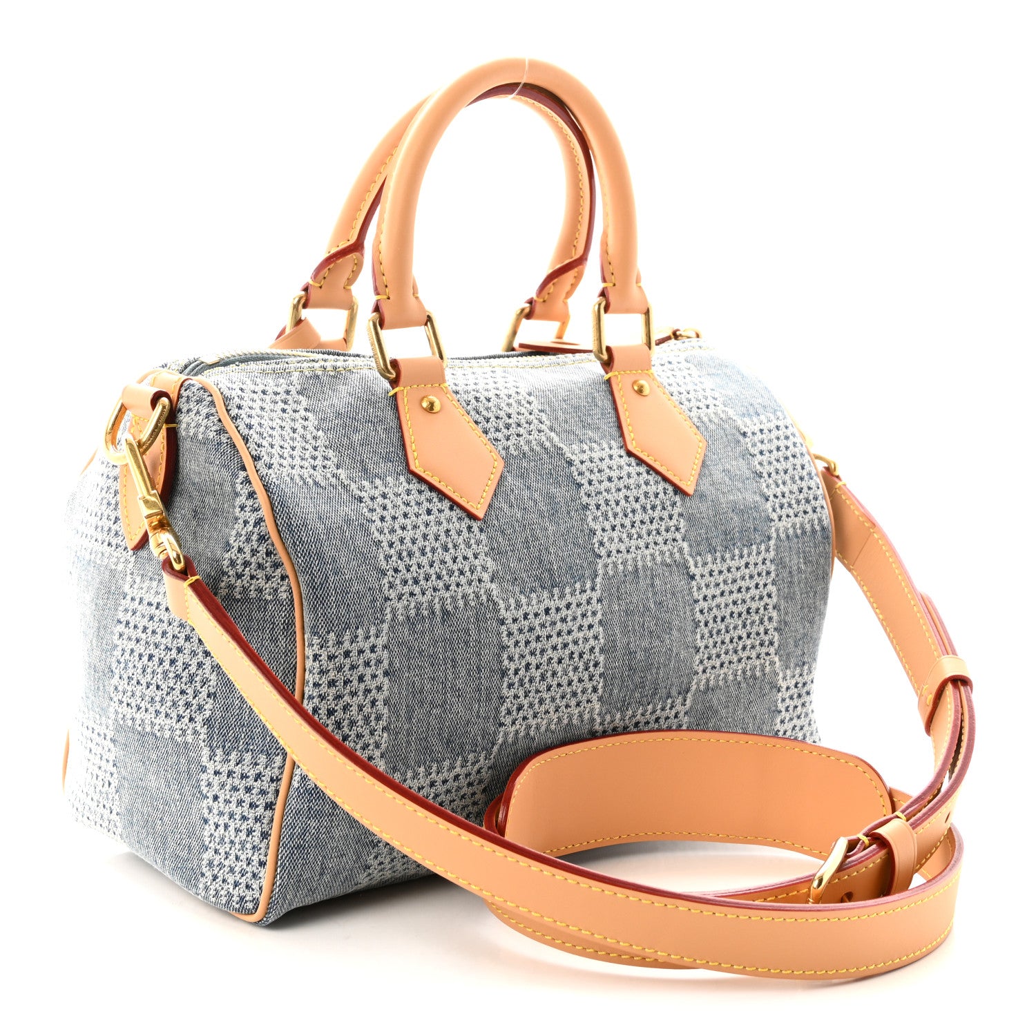 Louis Vuitton Damier Denim 3D Speedy Bandouliere 25 Bleu 3 of 9