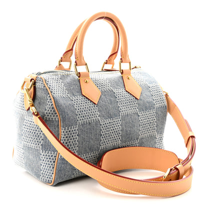 Louis Vuitton Damier Denim 3D Speedy Bandouliere 25 Bleu 3 of 9