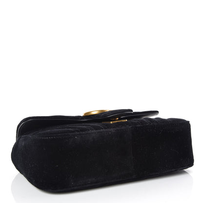 Gucci Velvet Matelasse Mini GG Marmont Shoulder Bag Black 5 of 10