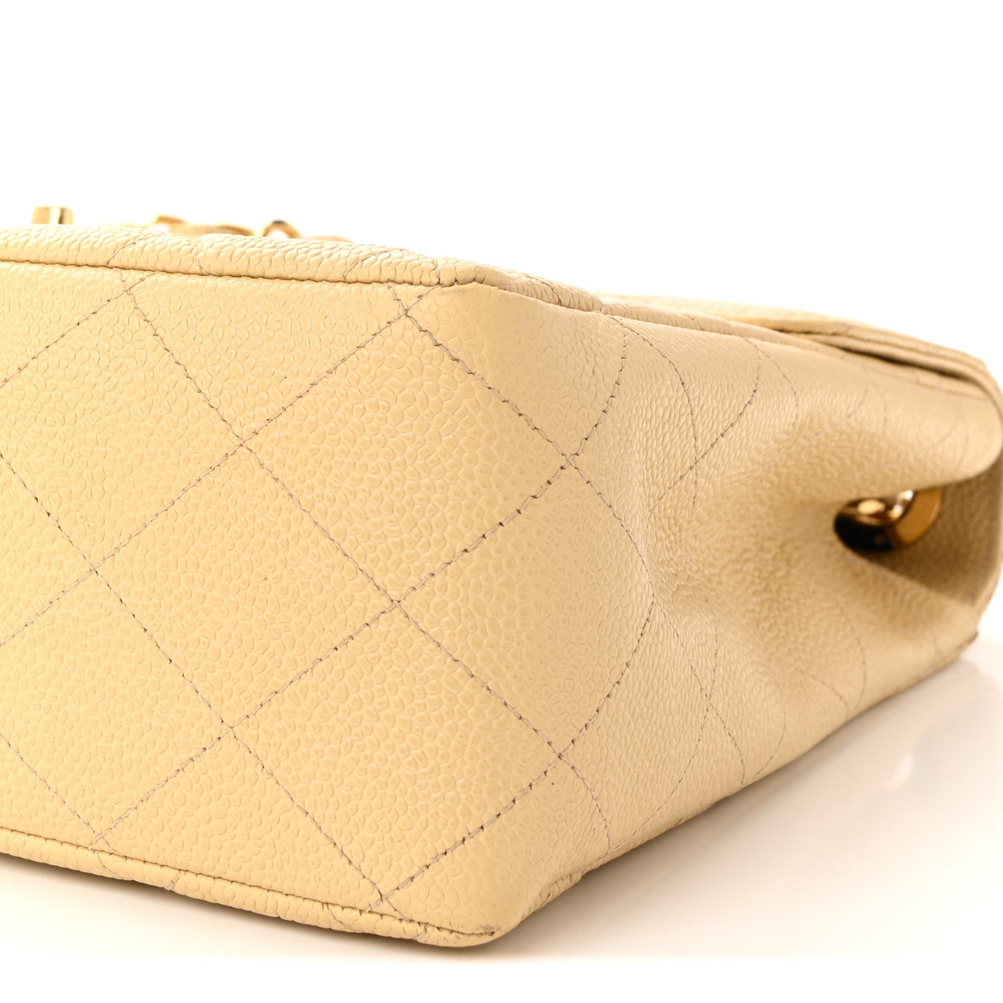 Caviar Quilted Jumbo Single Flap Beige