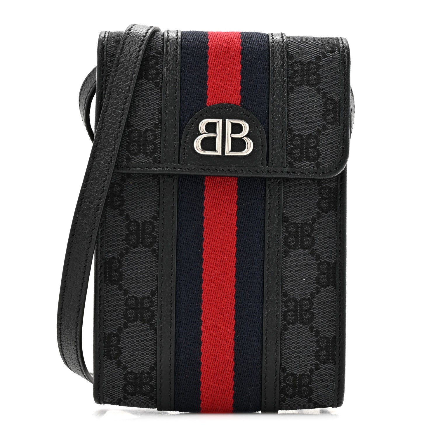 Gucci X BALENCIAGA BB Monogram Web Mini Ophidia Crossbody Bag Black 1 of 11