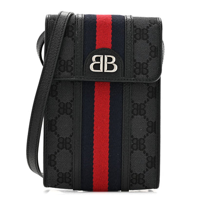 Gucci X BALENCIAGA BB Monogram Web Mini Ophidia Crossbody Bag Black 1 of 11