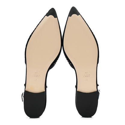 Fendi Velluto Studded Colibri Lite Slingback Ballerina Flats 38 Blue Notte 6 of 10