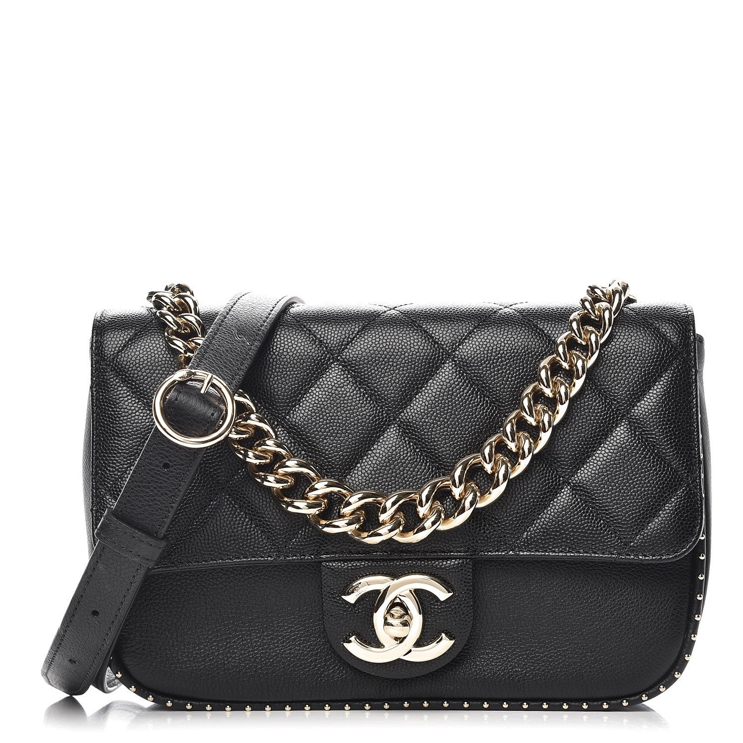 Chanel Caviar Quilted Small Studded Flap Black 1 of 8