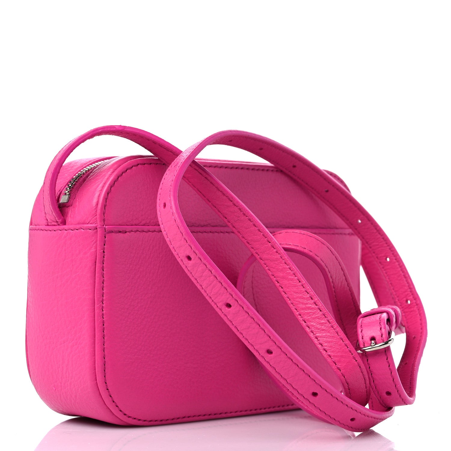 Balenciaga Calfskin Logo XS Everyday Camera Bag Acid Fuchsia Black 3 of 12