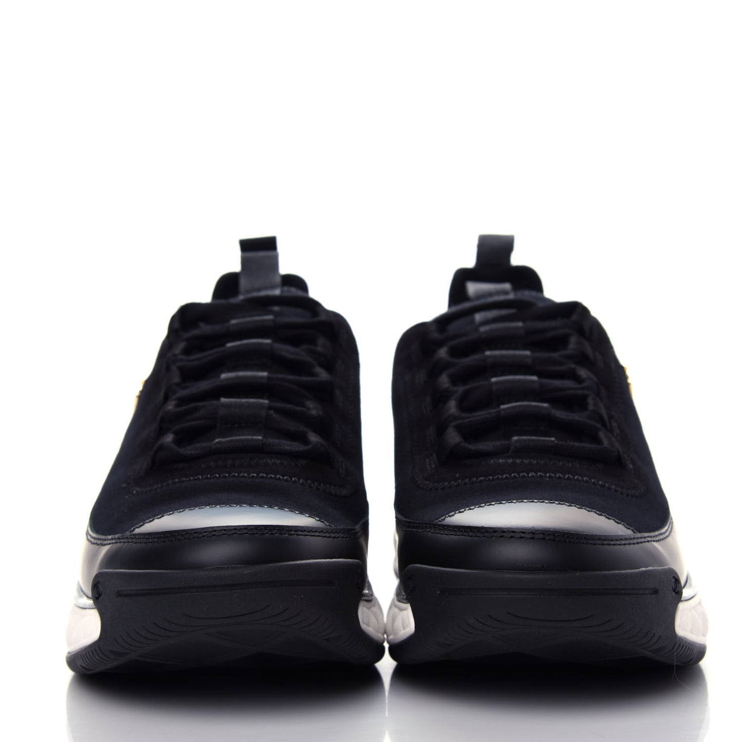 Velvet Calfskin Mixed Fibers CC Sneakers 39 Black