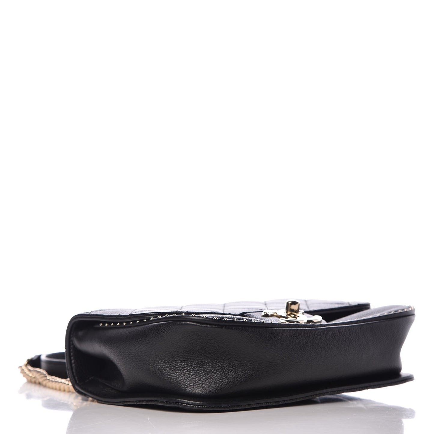 Caviar Quilted Small Studded Flap Black