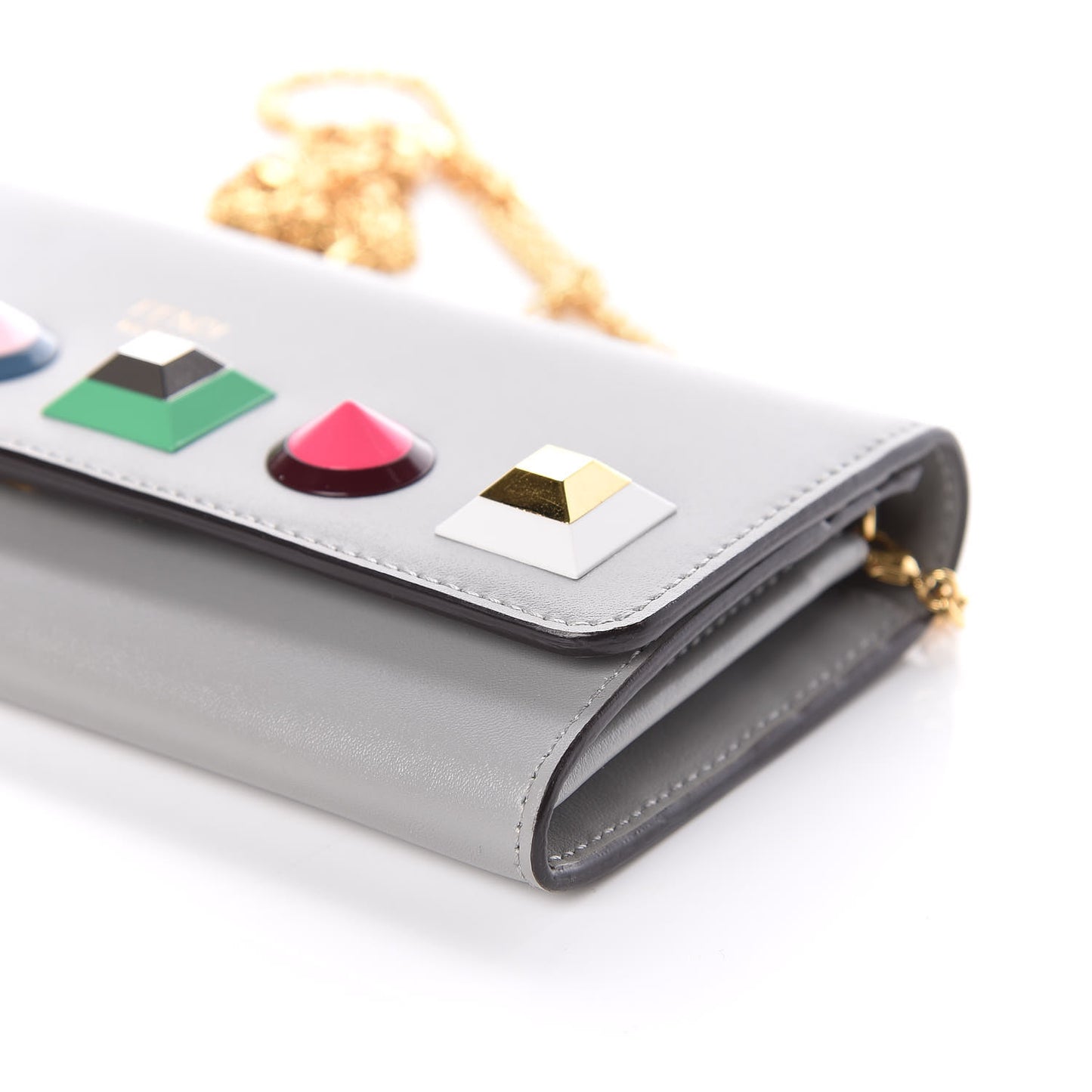 Vitello Liberty Studded Continental Wallet On Chain Ardesia Multicolor
