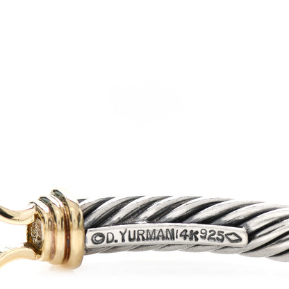 David Yurman Sterling Silver 14K Yellow Gold 5mm Cable Classic Buckle Bracelet 3 of 3