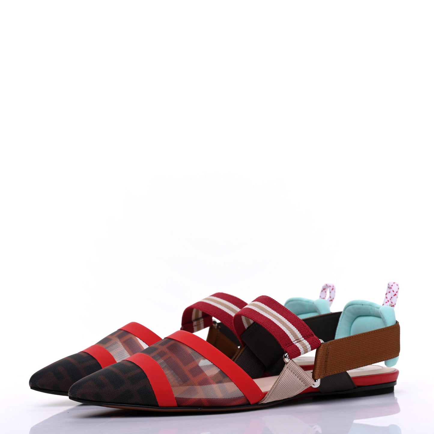 Technical Mesh FF Colibri Slingback Ballerina Flats 39 Tobacco Moro Cipria Papavero