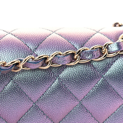Chanel Iridescent Caviar Quilted Medium Double Flap Dark Blue 11 of 13