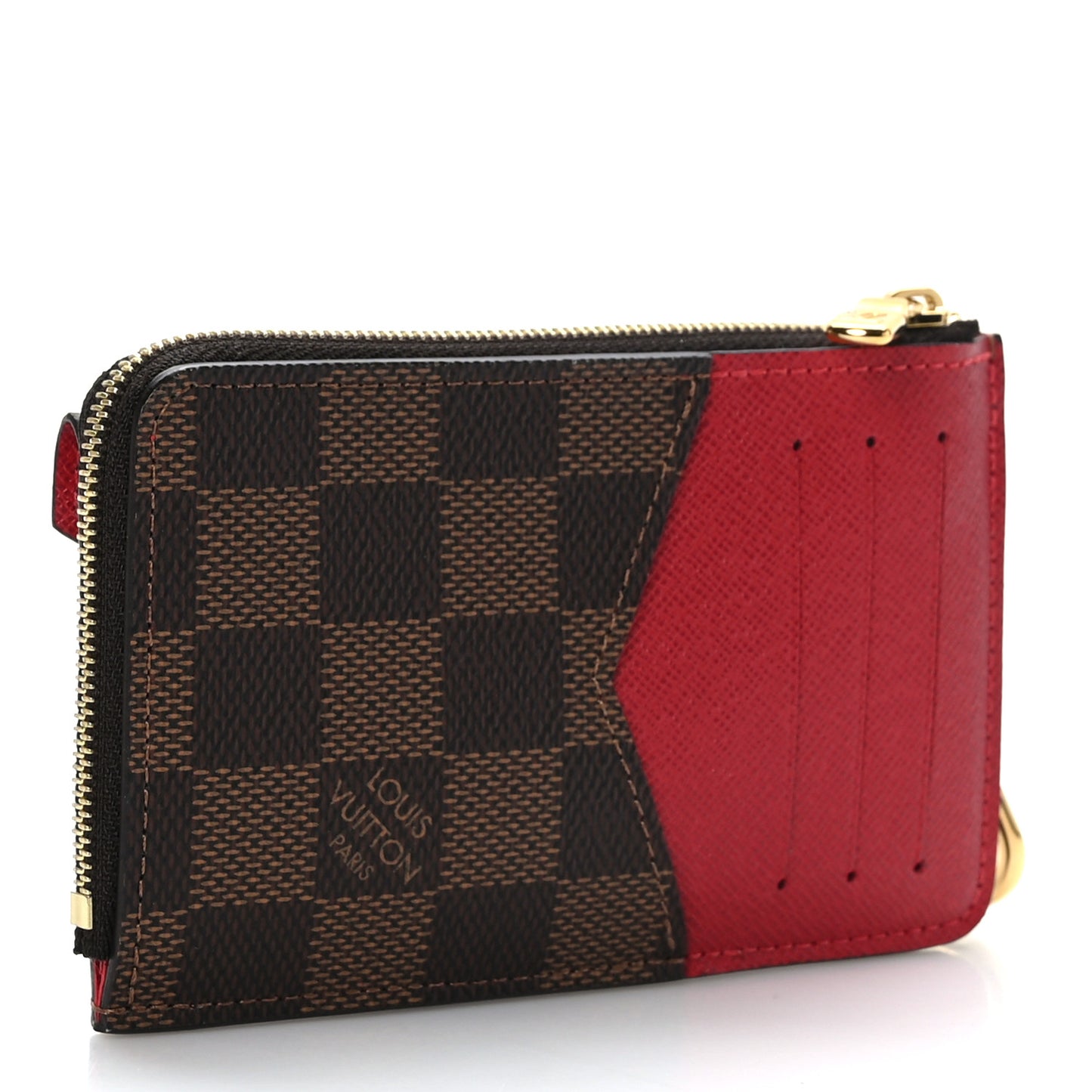 Damier Ebene Recto Verso Card Holder Red