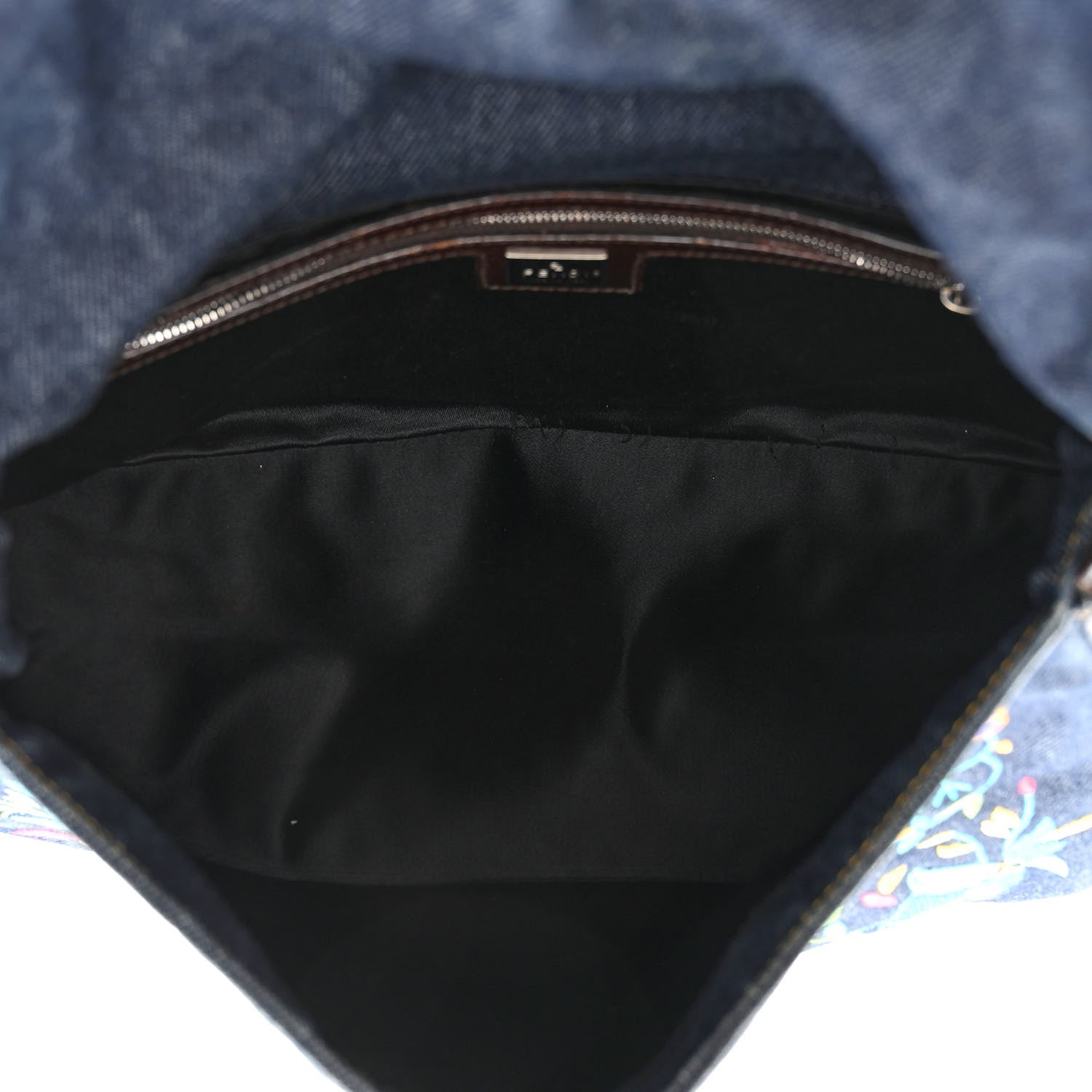 Fendi Denim Flower Embroidered Mama Baguette Blue 5 of 7