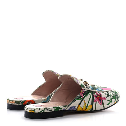 Gucci Canvas Flora Womens Princetown Slippers 40 White Multicolor 4 of 9