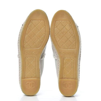 Chanel Linen CC Espadrilles 39 Beige Black 5 of 10