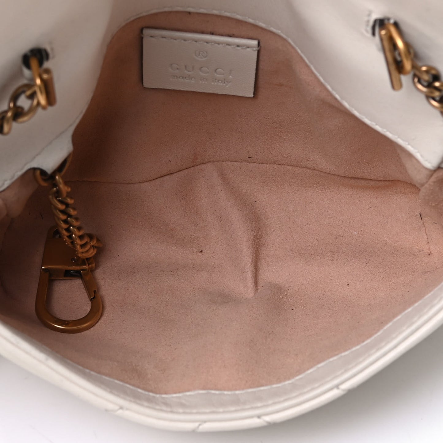 Calfskin Matelasse Super Mini GG Marmont Shoulder Bag White