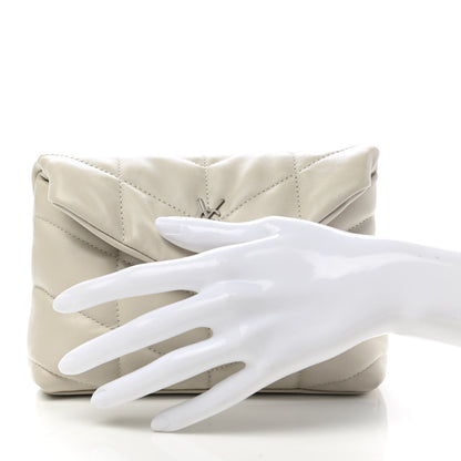 Saint Laurent Lambskin Monogram Loulou Puffer Pouch Clutch Crema Soft 2 of 10