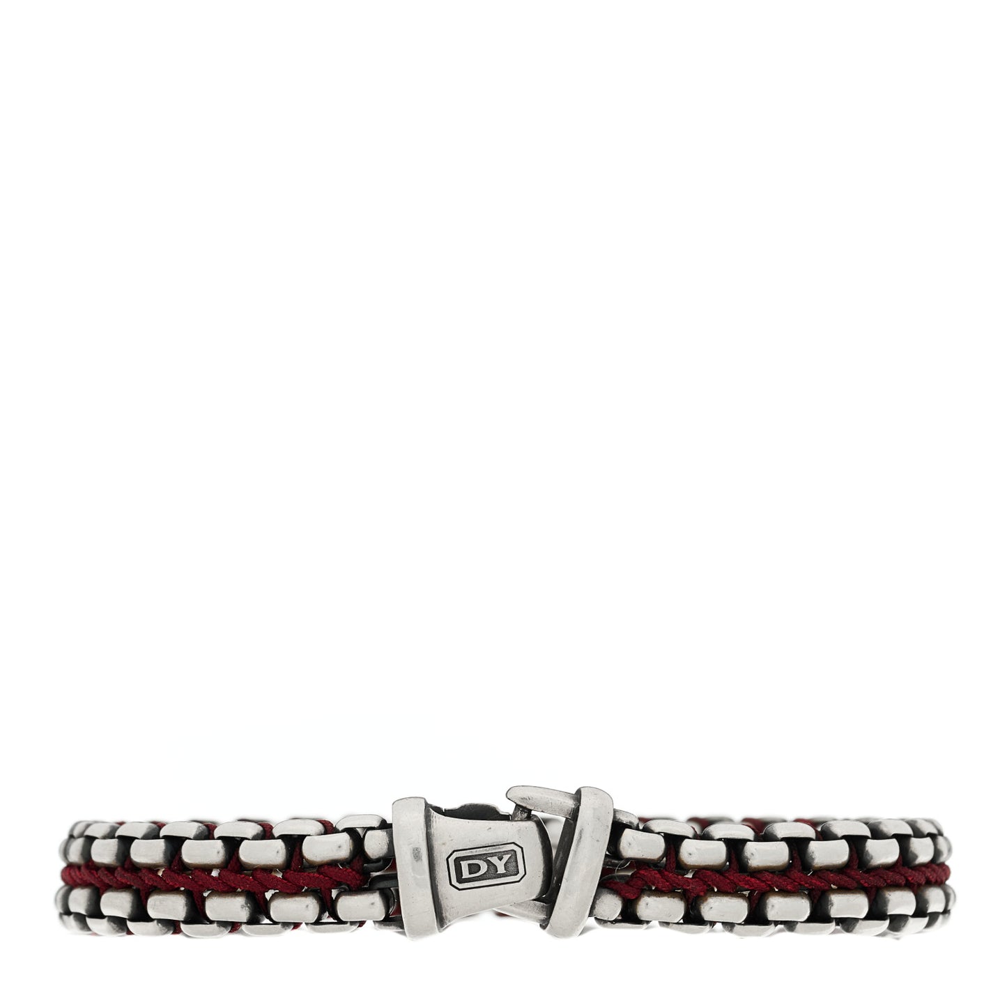 Sterling Silver Woven Box Chain Bracelet Red
