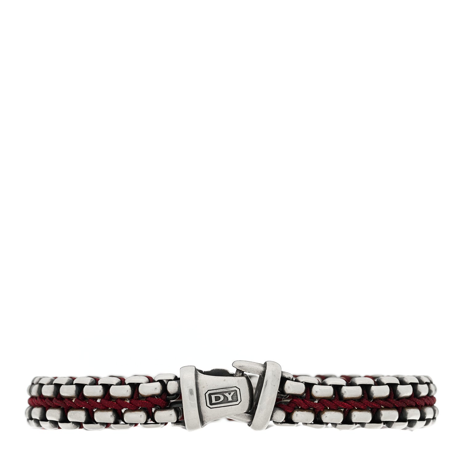 David Yurman Sterling Silver Woven Box Chain Bracelet Red 2 of 3