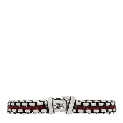 David Yurman Sterling Silver Woven Box Chain Bracelet Red 2 of 3