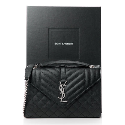 Saint Laurent SAINT LAURENT Grain De Poudre Textured Mixed Matelasse Triquilt Medium Monogram Satchel Black 13 of 13