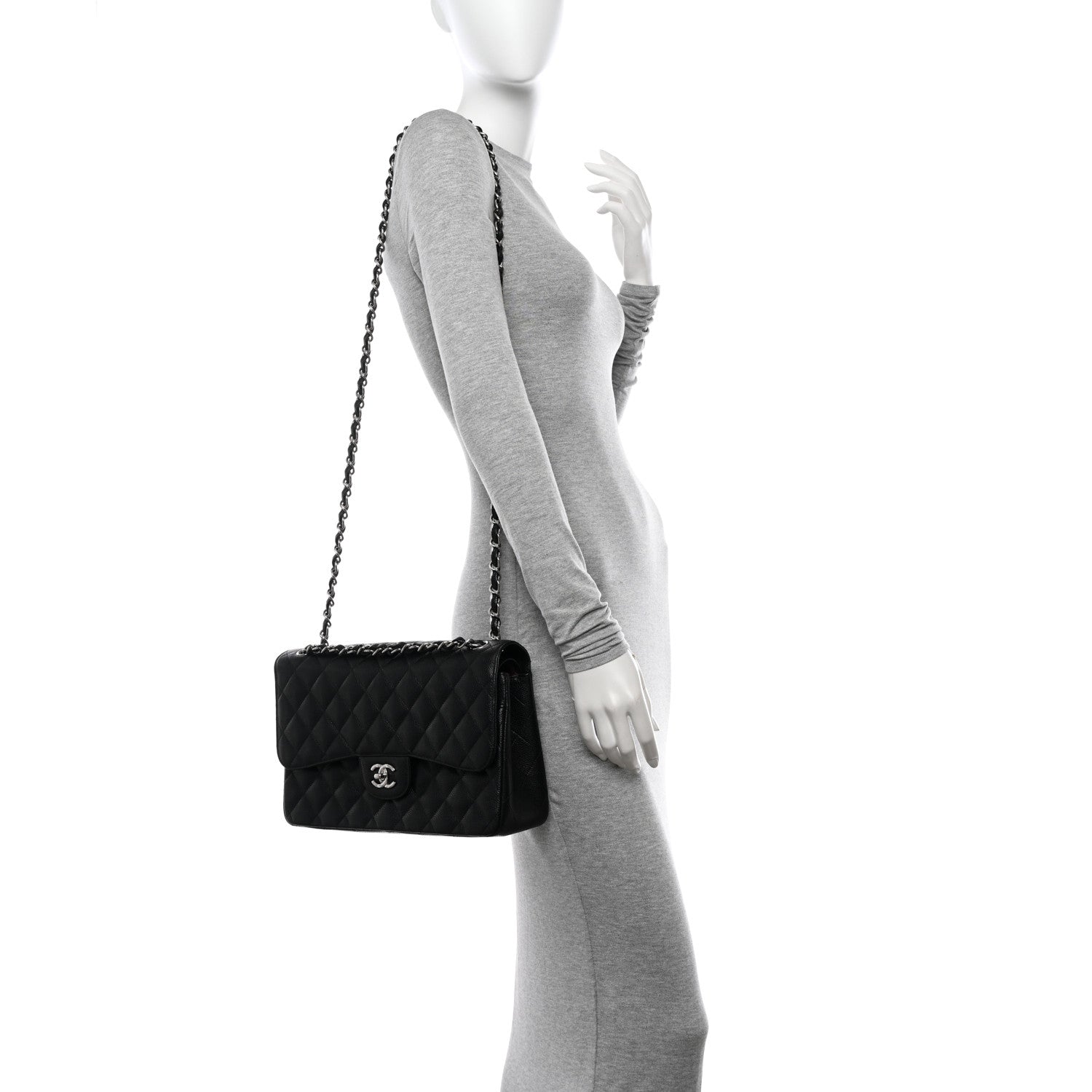 Chanel Caviar Quilted Jumbo Double Flap Black 2 of 10