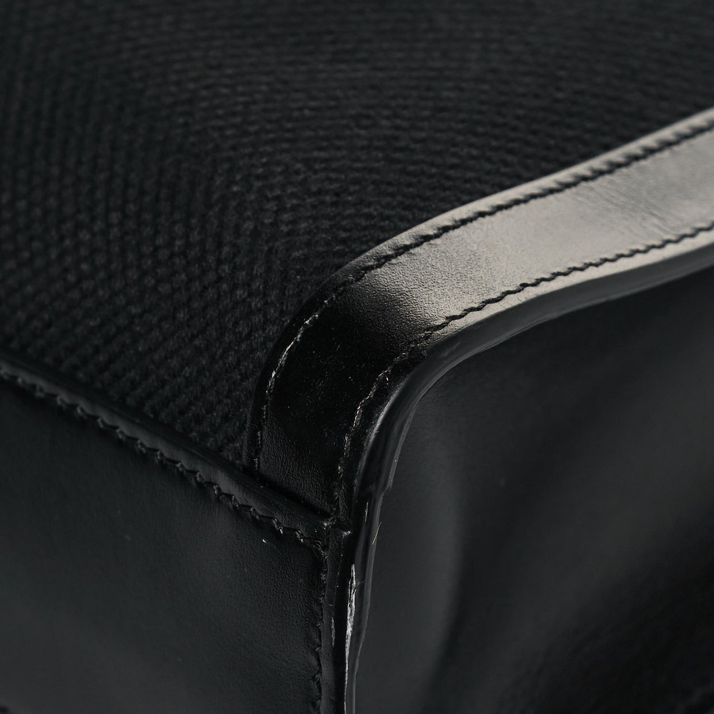 Canvas Calfskin Small Vertical Cabas Black