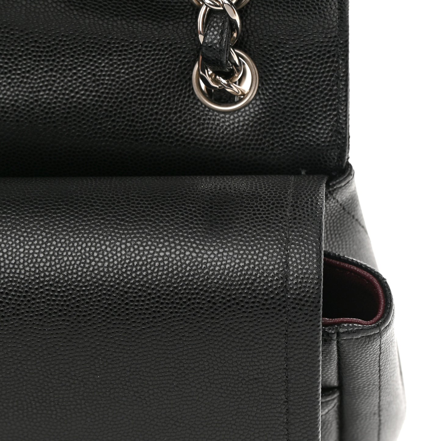Caviar Chevron Quilted Jumbo Double Flap Black