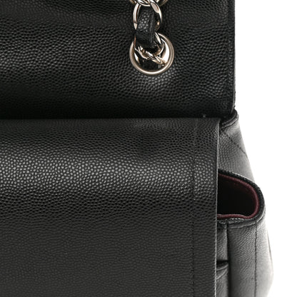 Chanel Caviar Chevron Quilted Jumbo Double Flap Black 12 of 16