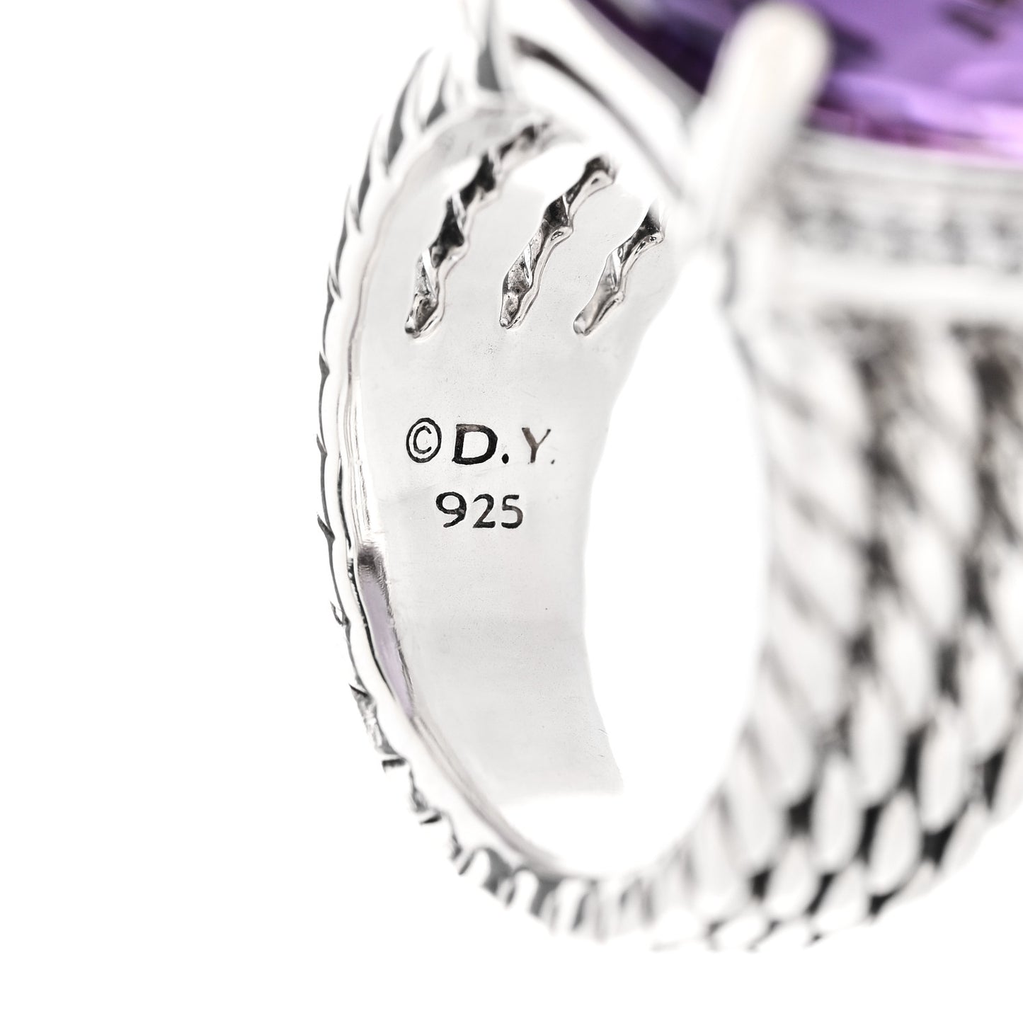 Sterling Silver Diamond Amethyst 16mm Wheaton Ring 51 5.75