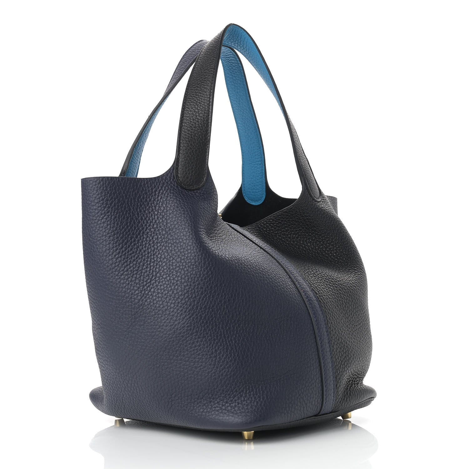 Hermes Taurillon Clemence Casaque Picotin Lock 22 MM Bleu Nuit Black Blue Frida 3 of 9
