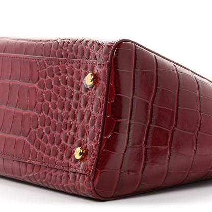 Chanel Calfskin Crocodile Embossed Archetype Small Shopping Tote Burgundy 10 of 11