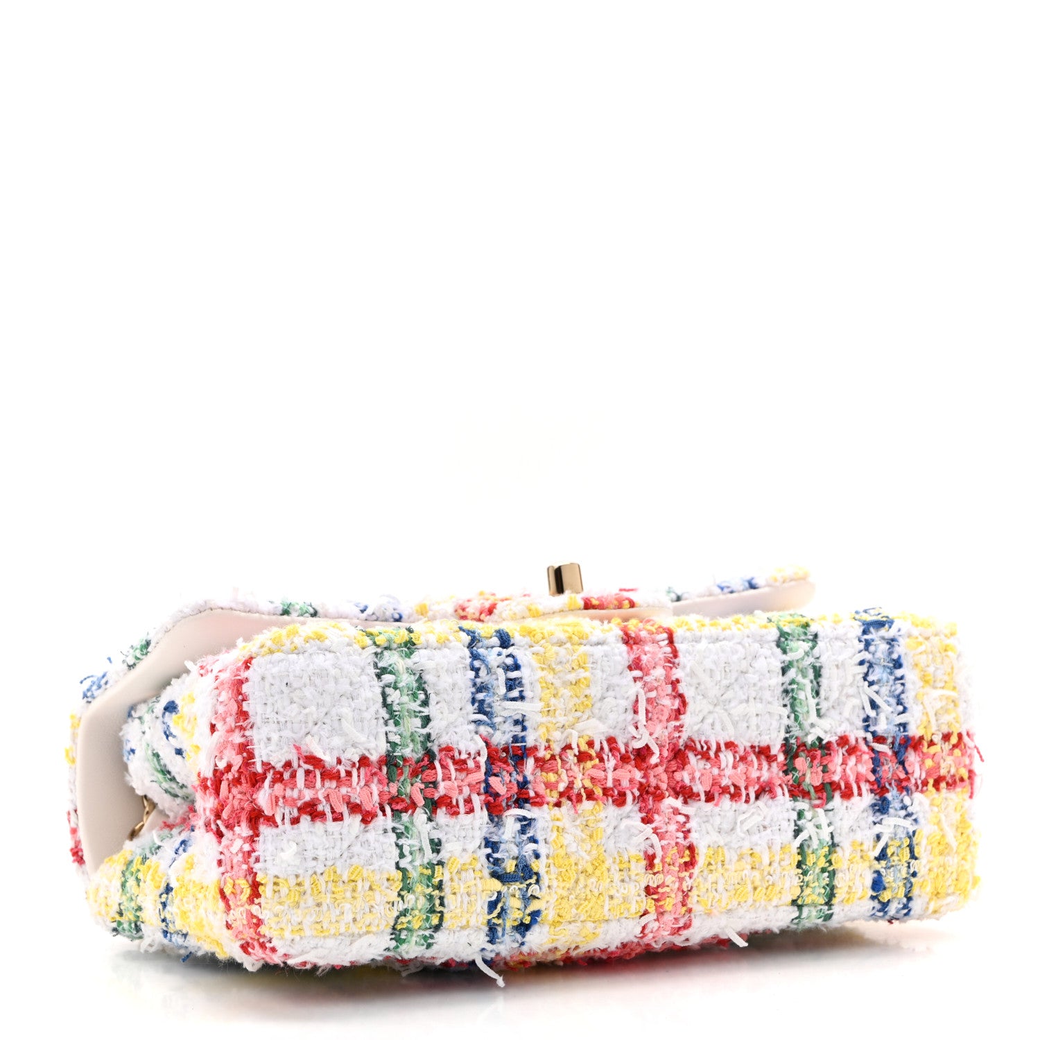 Chanel Tweed Quilted Mini Rectangular Flap White Red Yellow Blue Green 4 of 10