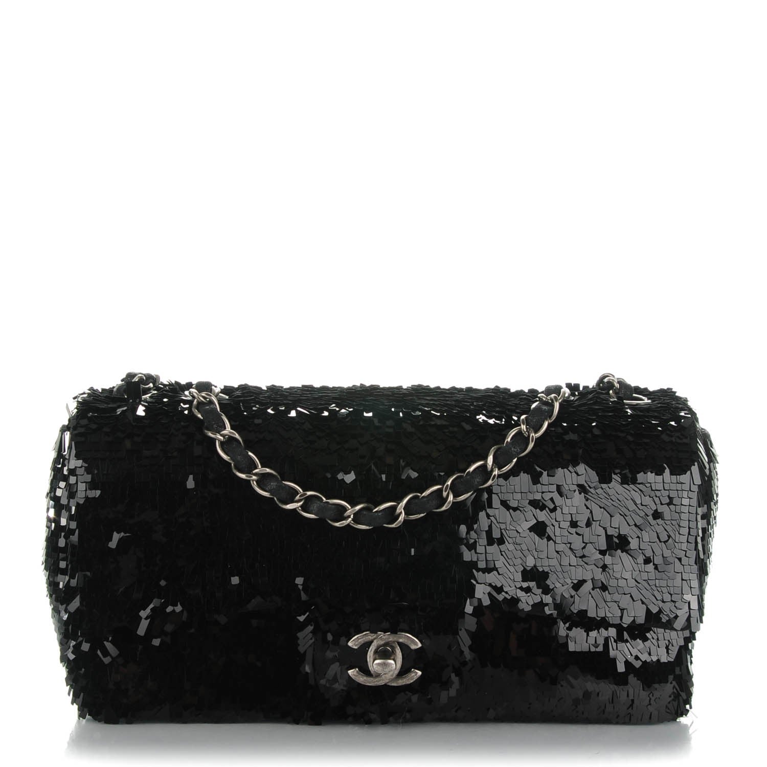 Chanel Sequin Embroidered Medium Single Flap Black 1 of 6