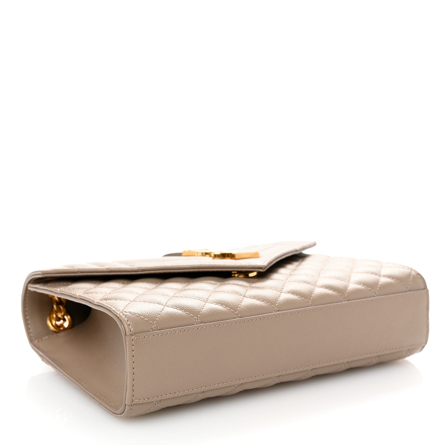 Saint Laurent Grain De Poudre Textured Mixed Matelasse Triquilt Medium Monogram Satchel Dusty Grey 4 of 9