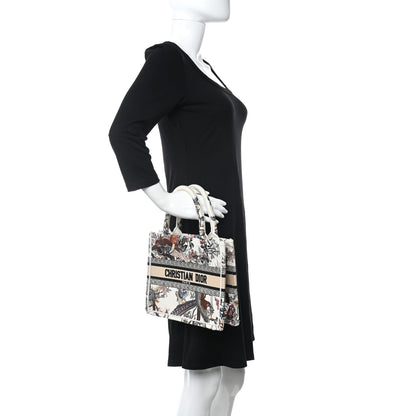 Christian Dior Canvas Embroidered Small Jardin D'Hiver Book Tote Latte Multicolor 2 of 11