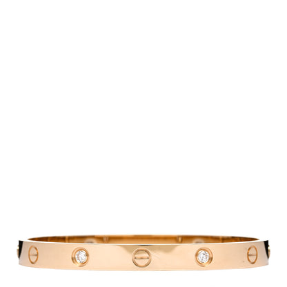 Cartier 18K Yellow Gold 4 Diamond LOVE Bracelet 17 2 of 5