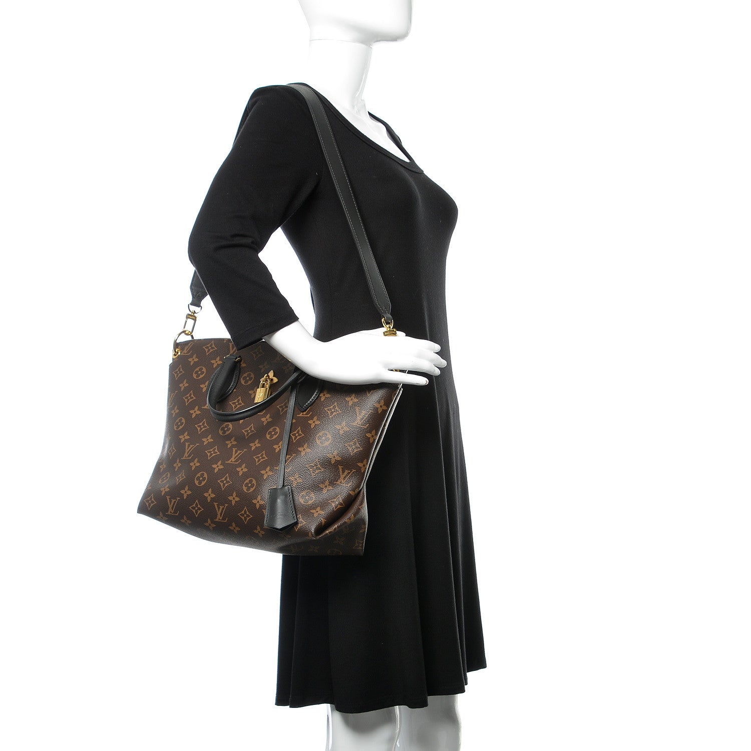 Louis Vuitton Monogram Flower Zipped Tote MM Black 3 of 11