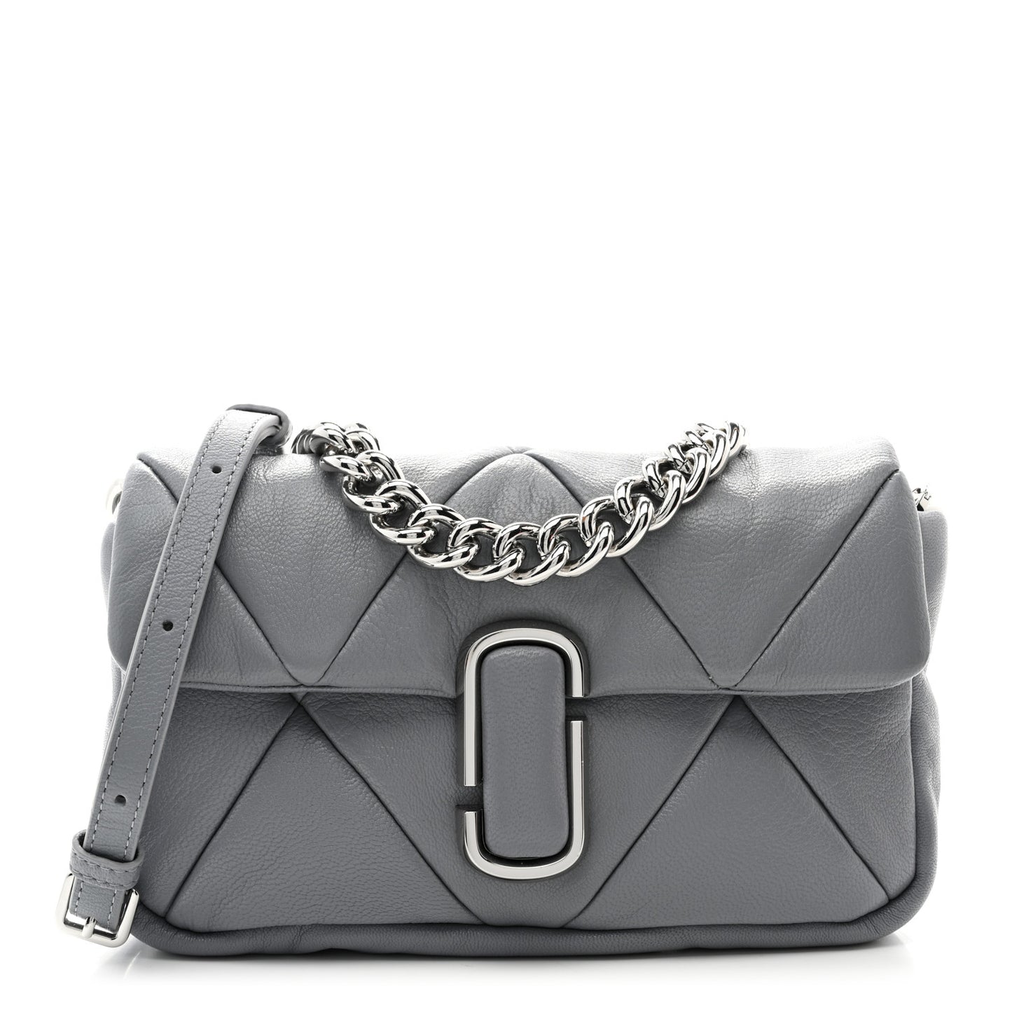 Goatskin Quilted J The Puffy Diamond Shoulder Bag Wolf Grey
