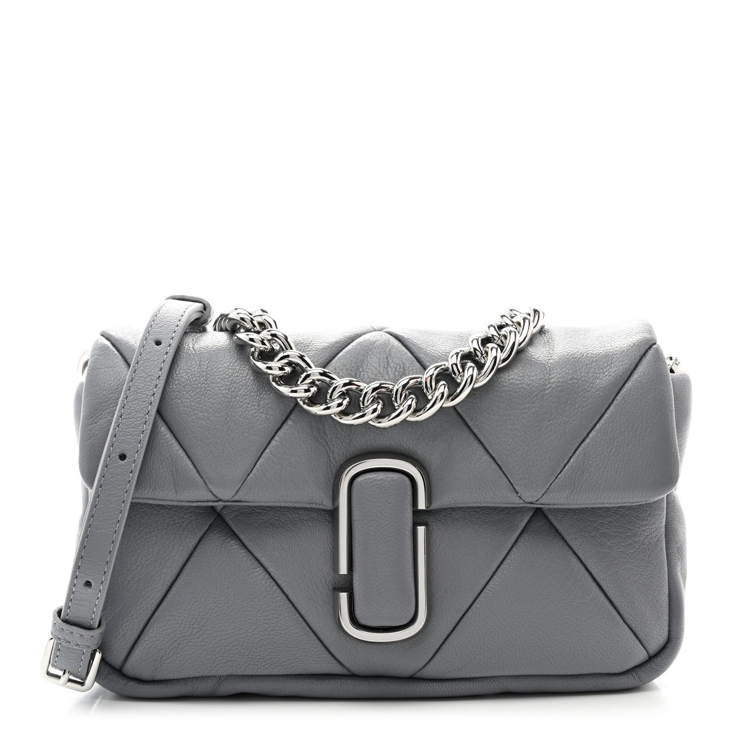 Marc Jacobs Goatskin Quilted J The Puffy Diamond Shoulder Bag Wolf Grey 1 of 11