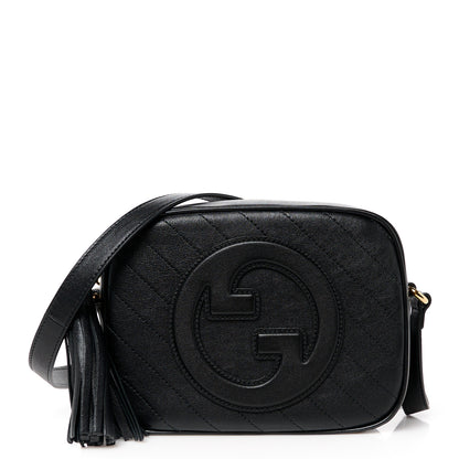 Gucci Sakai Be Green Calfskin Diagonal Stitched Small Blondie Shoulder Bag Black 1 of 10