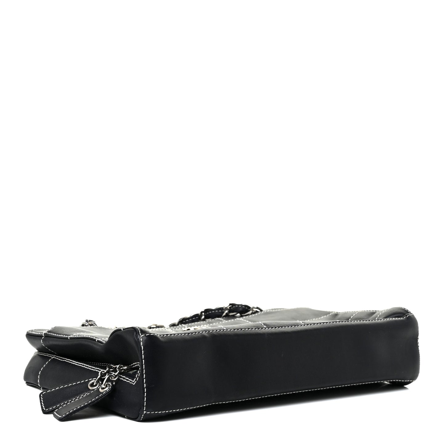 Lambskin Square Stitched Shoulder Bag Navy