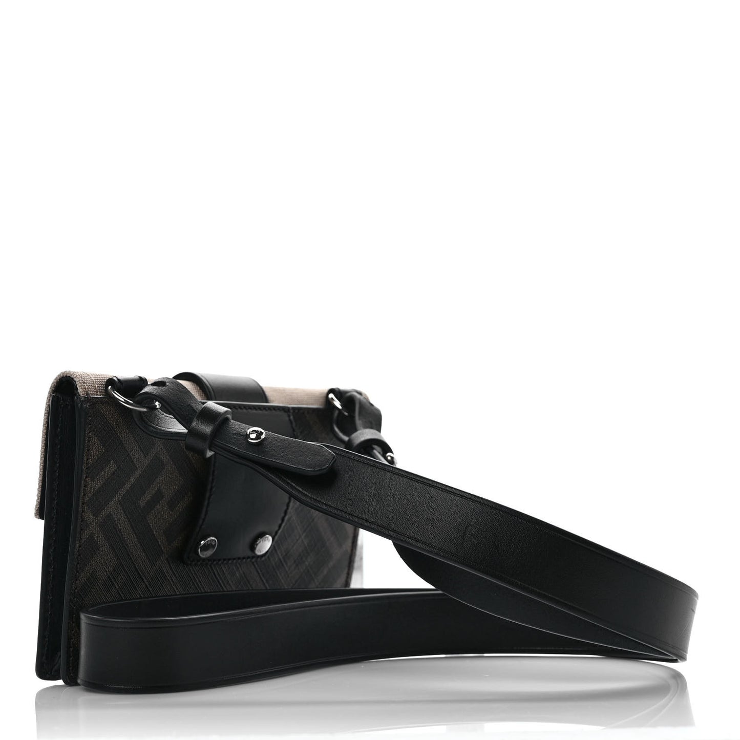 Glazed Fabric Cotton Vitello King Aura FF 1974 Baguette Belt Pouch Tobacco Moro Sand Black