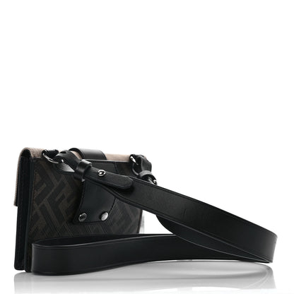 Fendi Glazed Fabric Cotton Vitello King Aura FF 1974 Baguette Belt Pouch Tobacco Moro Sand Black 3 of 8