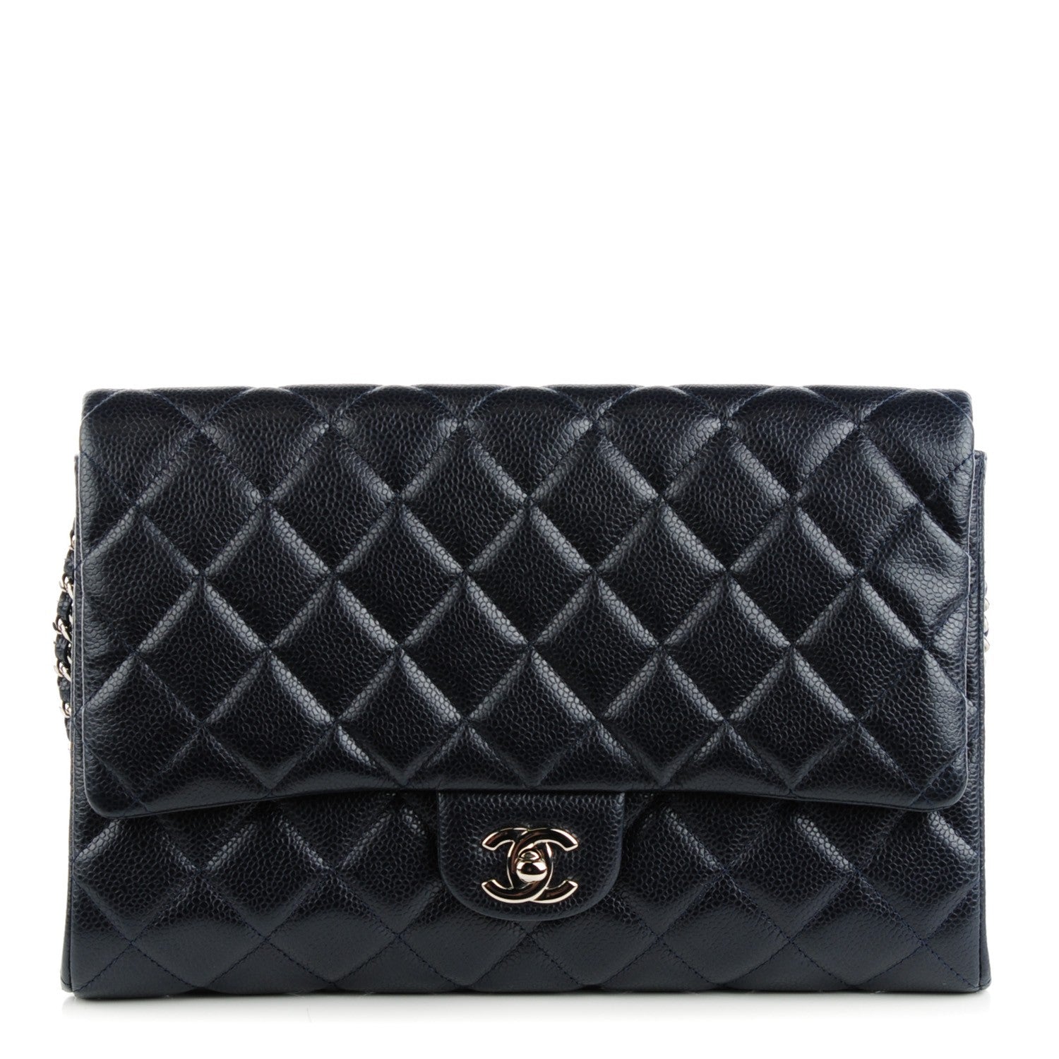 Chanel Caviar Quilted Clutch With Chain Flap Navy Blue 1 of 8