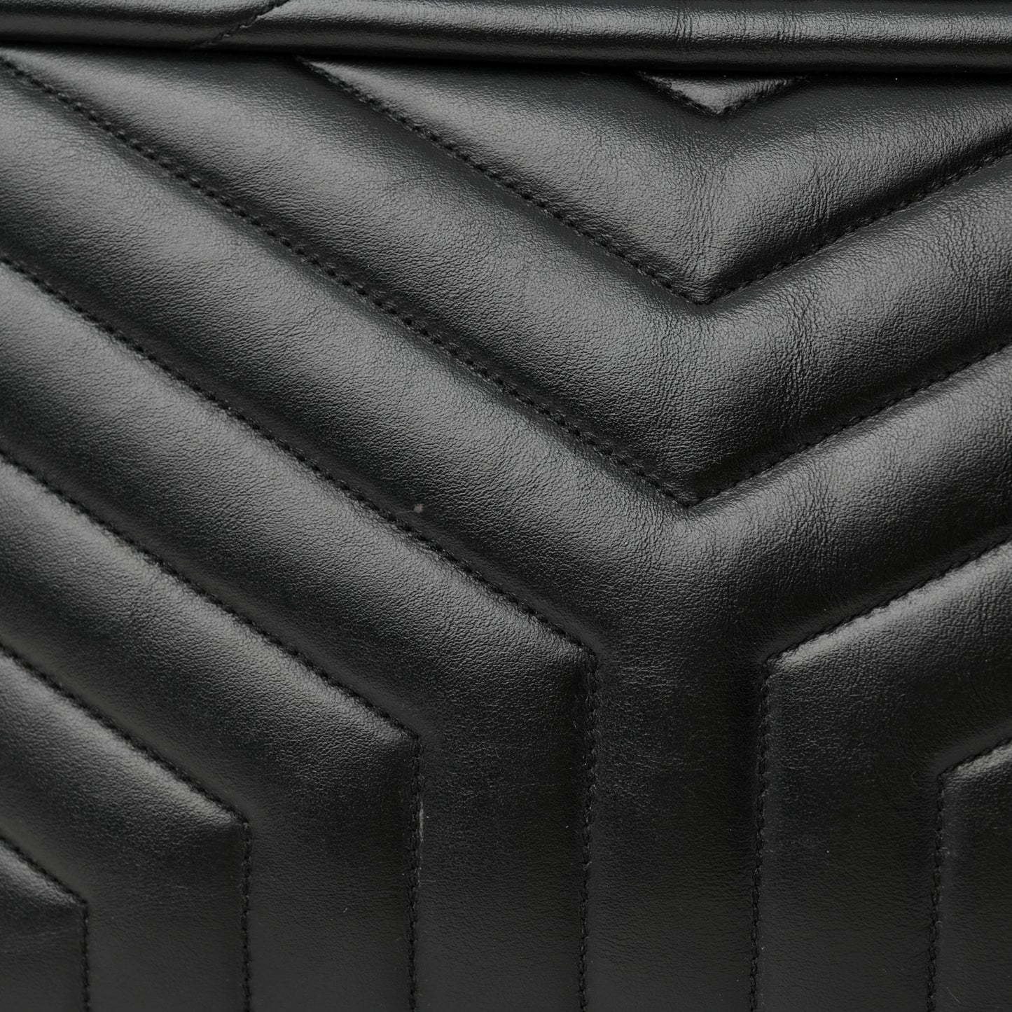 Calfskin Y Quilted Monogram Medium Loulou Chain Satchel Black