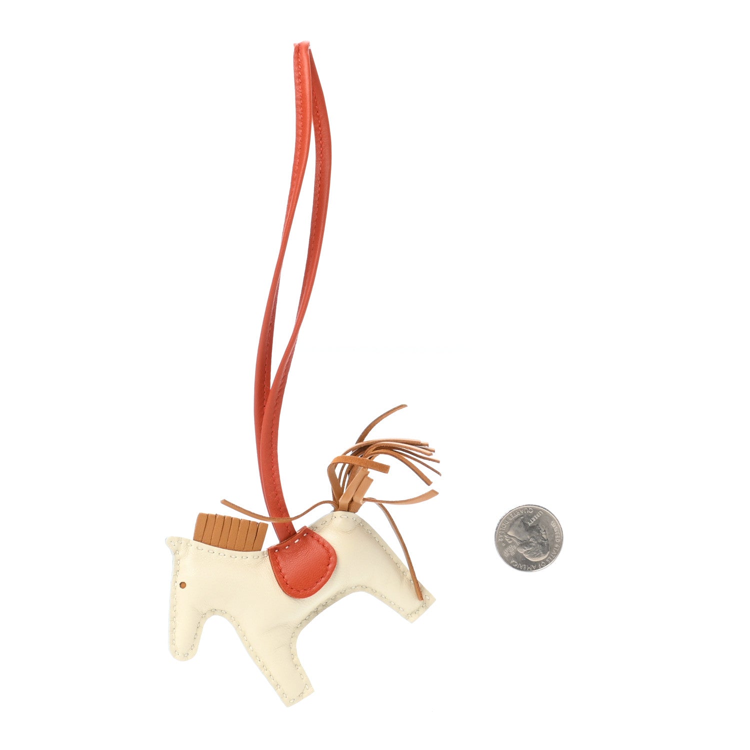 Hermes Milo Lambskin Grigri Rodeo Horse Bag Charm PM Craie Sesame Cornaline 2 of 4