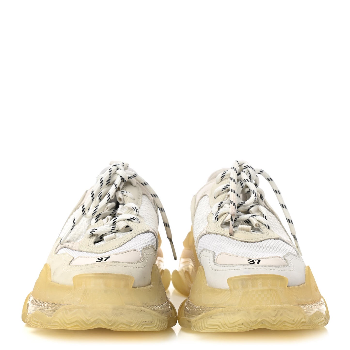 Fabric Mesh Clear Sole Womens Triple S Sneakers 37 White