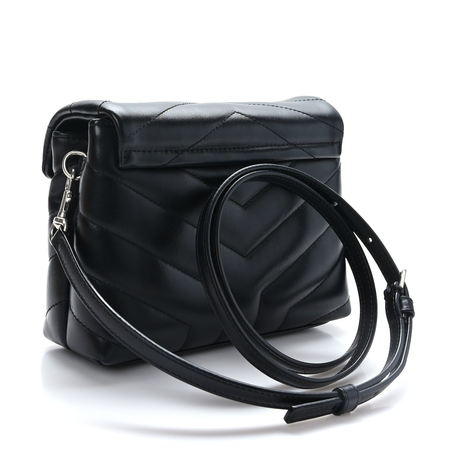 Calfskin Y Quilted Monogram Toy Loulou Crossbody Bag Black